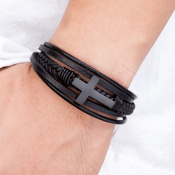 Luxury Leather Cross Bracelet