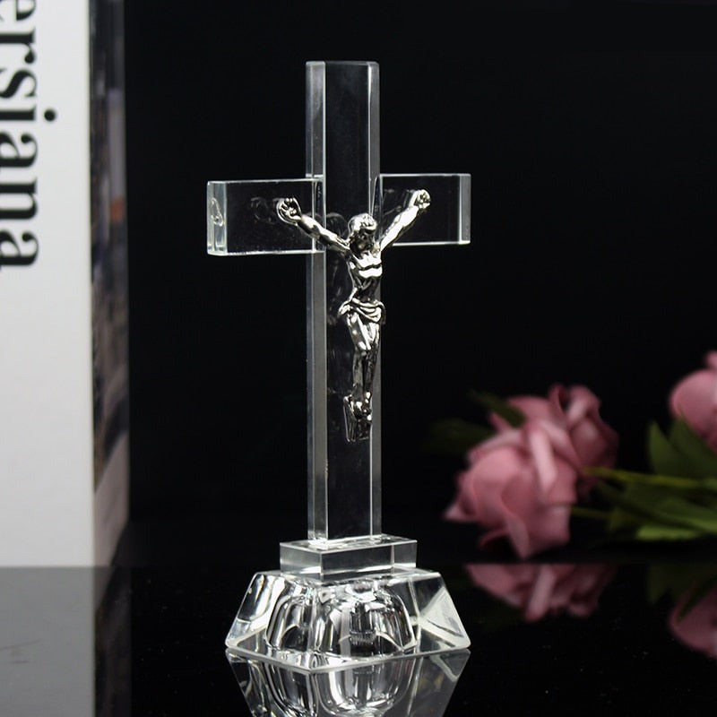 Crystal Jesus Cross Statue Night Light - Jesus Christ Heals