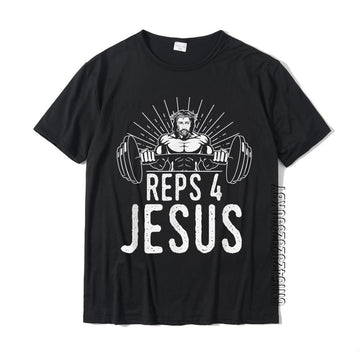 Funny Reps 4 Jesus Gym Weightlifting T-Shirt