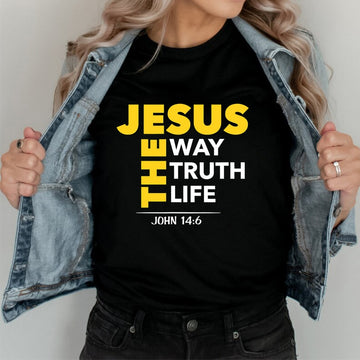 Jesus The Way Truth Life Printed T Shirt