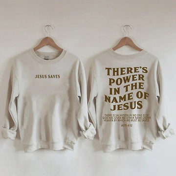 2023 New Trend Jesus Saves Sweatshirt Women Shirt with Saying There's Power In The Name of Jesus Sweatshirt female fashion tops