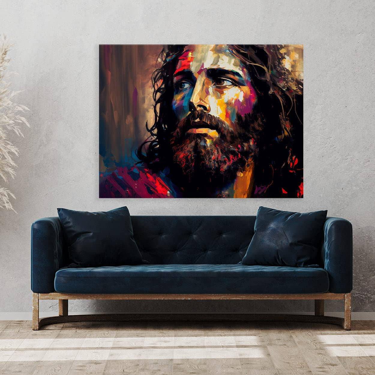 Jesus 34 Canvas Art - Home Decor Wall Art Print Poster Painting Large 40X30 / 0.75"