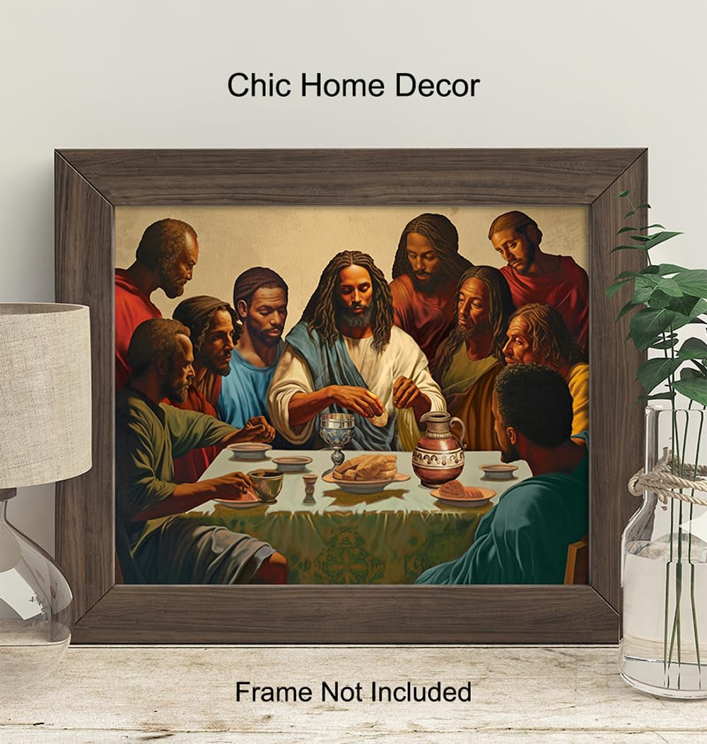 African Americans Black Jesus Poster - Spiritual Religious African American Wall Art - the Last Supper Wall Decor - Jesus Wall Art & Decor - Jesus Christ - Christian Gifts - Inspirational God Decor