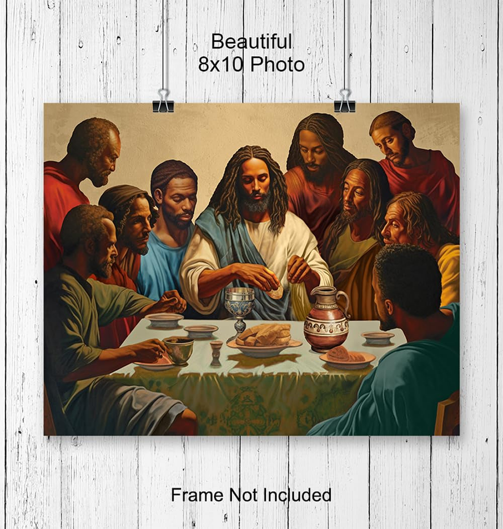 African Americans Black Jesus Poster - Spiritual Religious African American Wall Art - the Last Supper Wall Decor - Jesus Wall Art & Decor - Jesus Christ - Christian Gifts - Inspirational God Decor