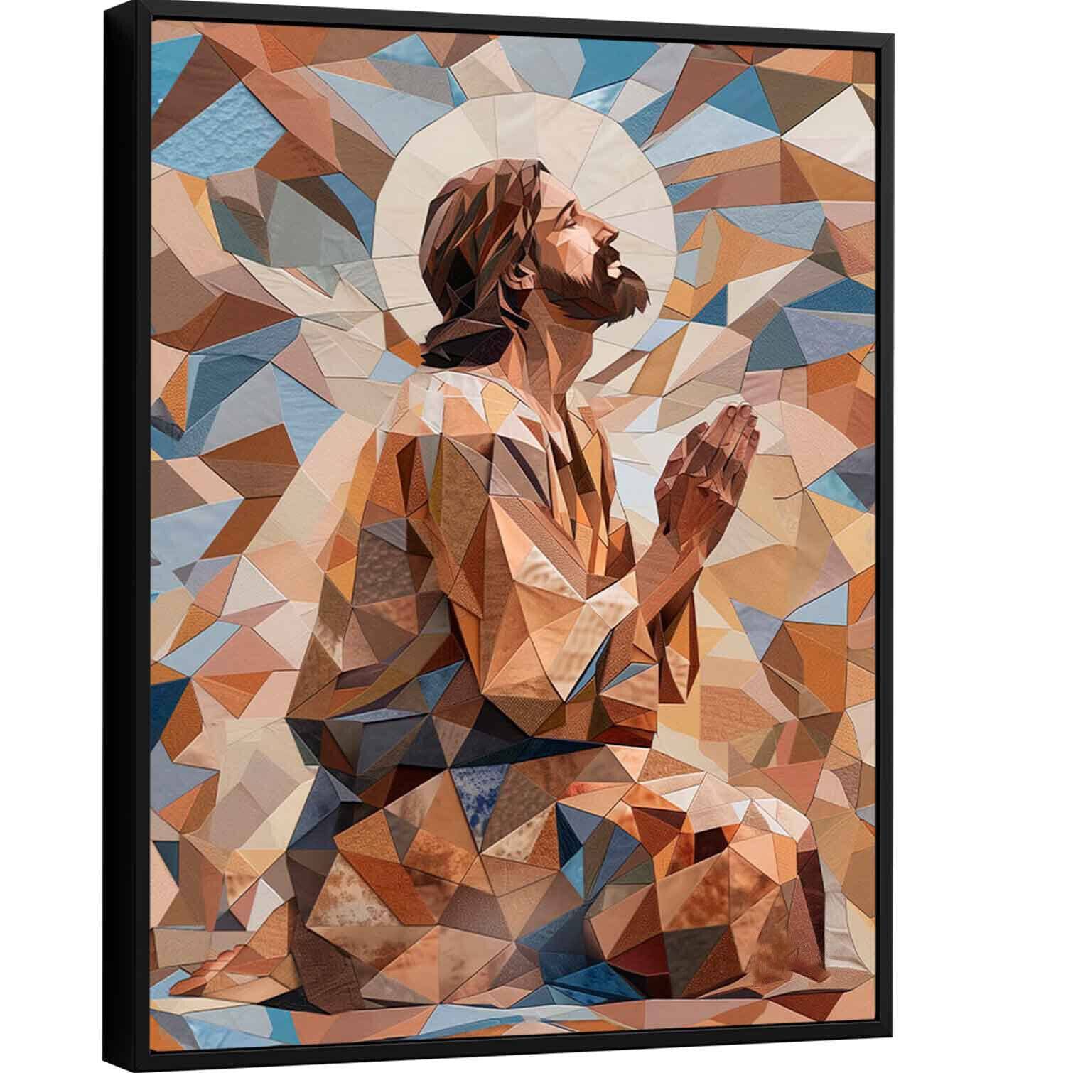 Jesus Geometric Abstract Wall Art Modern Christian Home Decor Framed Jesus Art