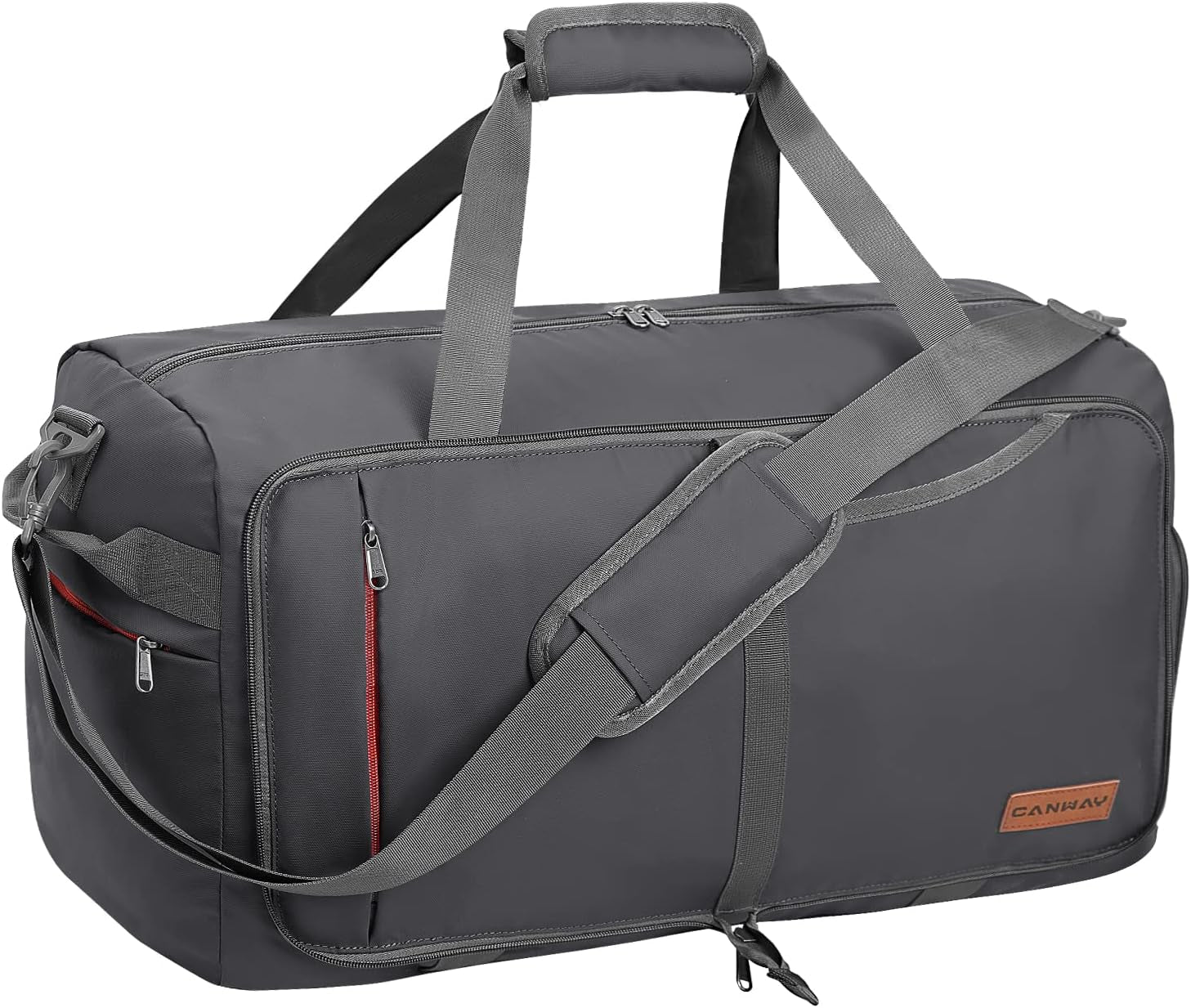 65L Travel Duffel Bag, [New Version] Foldable Large Duffle Bag with Shoes Compartment | Weekender Bag for Men & Women, Waterproof & Tear Resistant-Grey