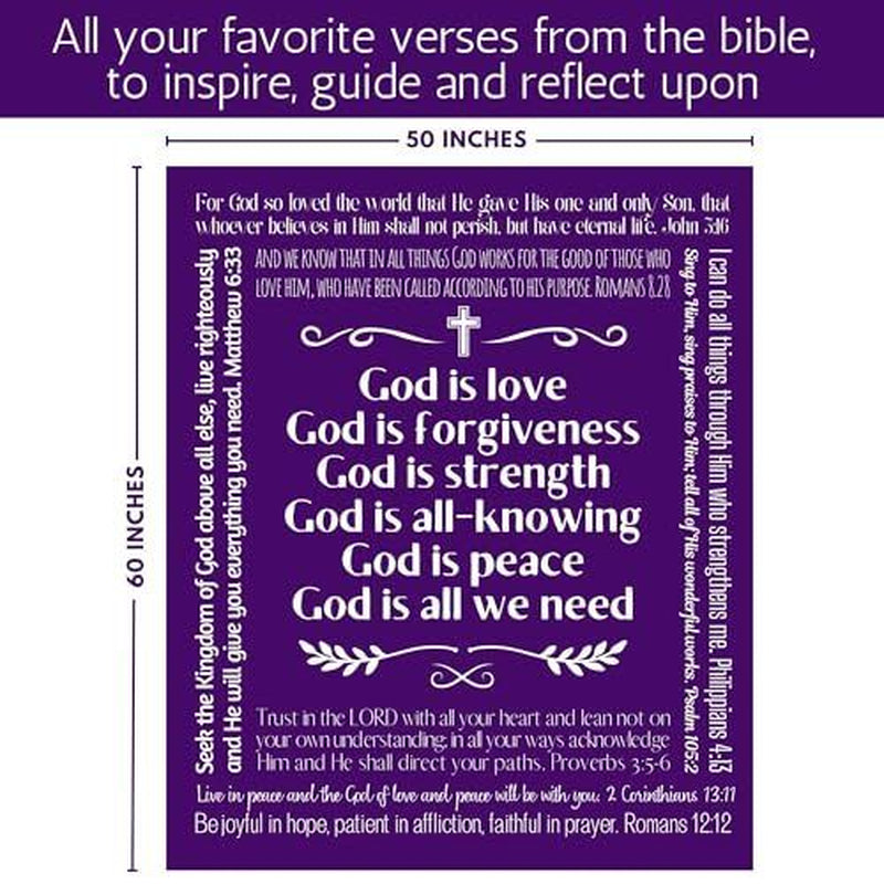 Christian Gifts for Mom, Religious Blanket with Bible Verses, Fleece Purple