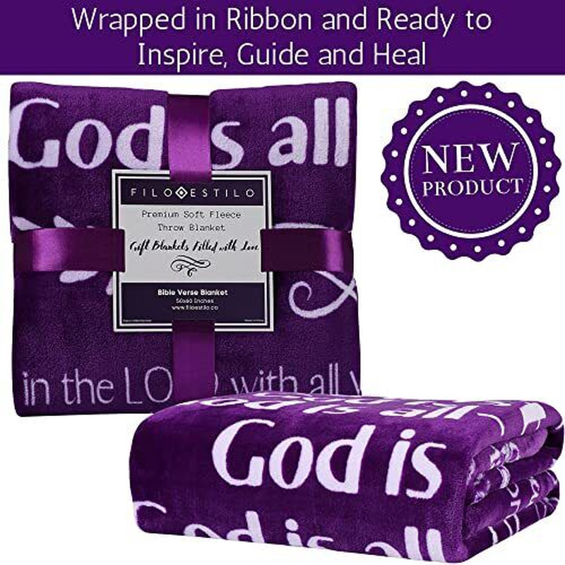 Christian Gifts for Mom, Religious Blanket with Bible Verses, Fleece Purple