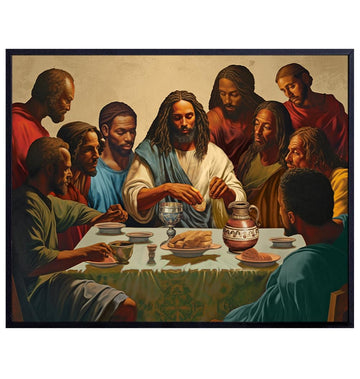 African Americans Black Jesus Poster - Spiritual Religious African American Wall Art - the Last Supper Wall Decor - Jesus Wall Art & Decor - Jesus Christ - Christian Gifts - Inspirational God Decor