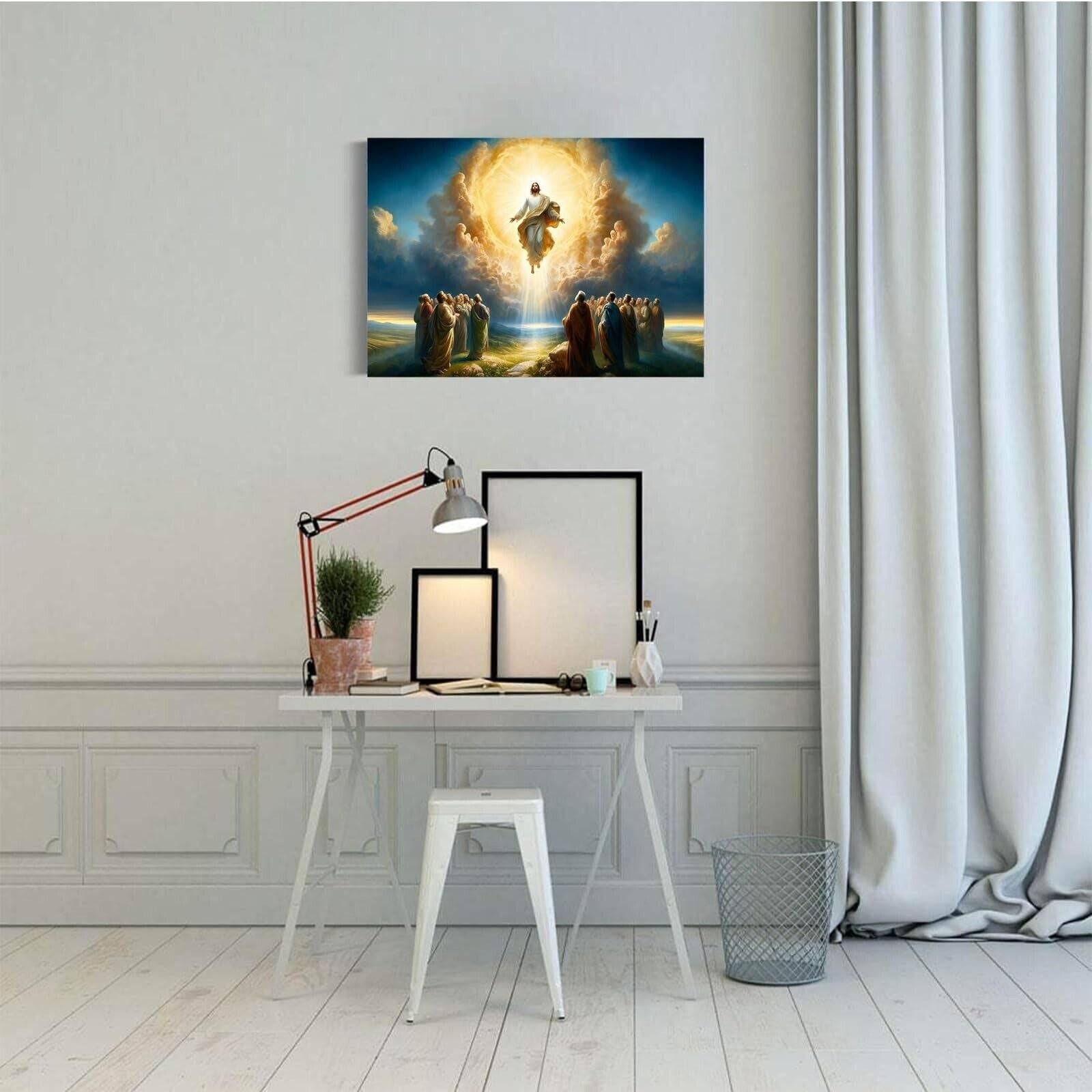 Jesus Canvas Wall Art, Jesus Picture, Christian Posters Print Mural, Bedroom,...