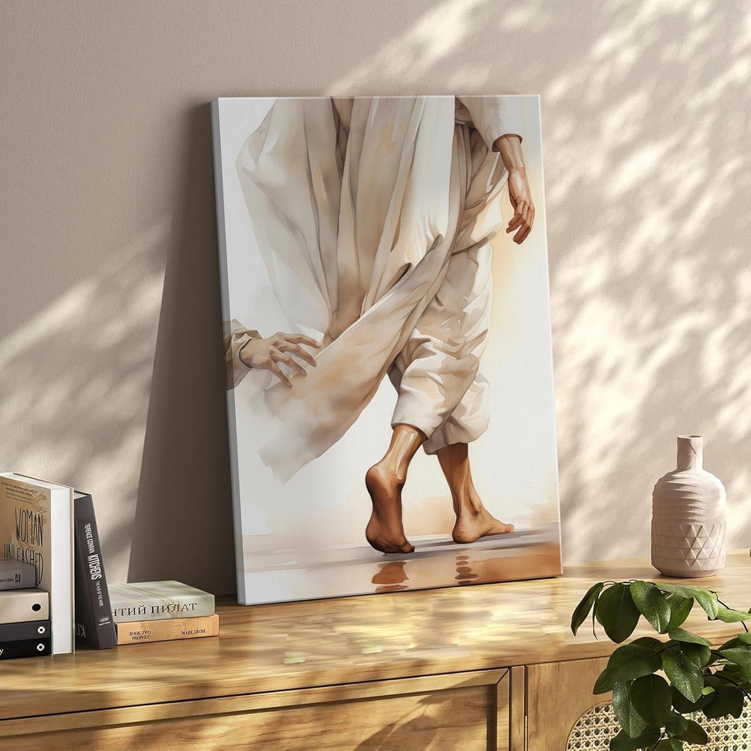 Jesus Canvas Wall Art Touching the Hem of Jesus Christian Wall Decor Picture Bible Story Poster Print Religious Faith God Artwork for Bedroom Church Decoration, 12X16In