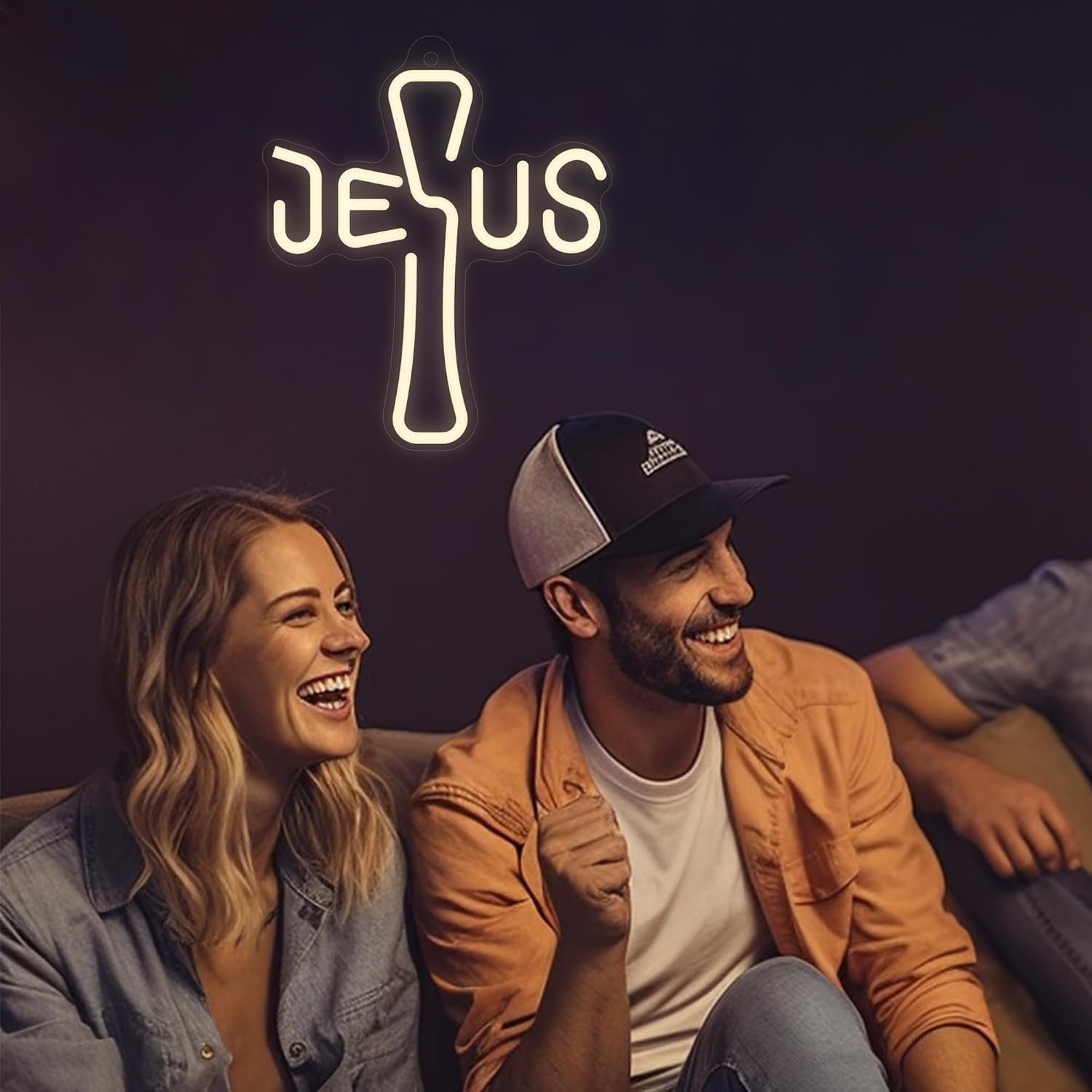 Jesus Cross Neon Sign - Unique Design, Dimmable LED Night Light USB Powered for Home Decor