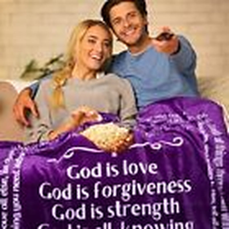 Christian Gifts for Mom, Religious Blanket with Bible Verses, Fleece Purple