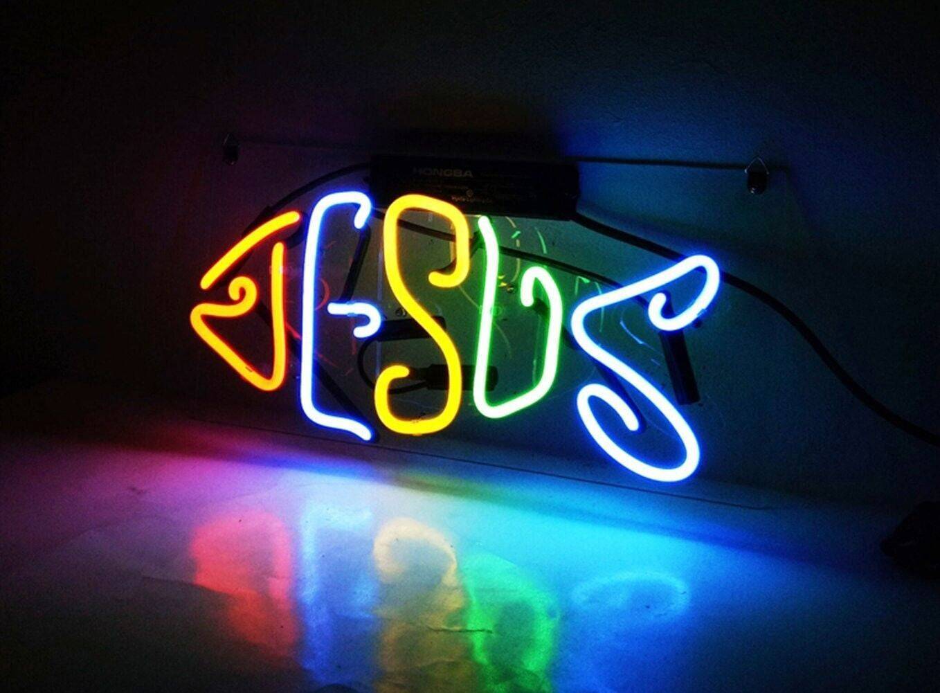 Jesus Fish Neon Sign 14"X7" Lamp Beer Bar Pub Restaurant Wall Hanging Artwork