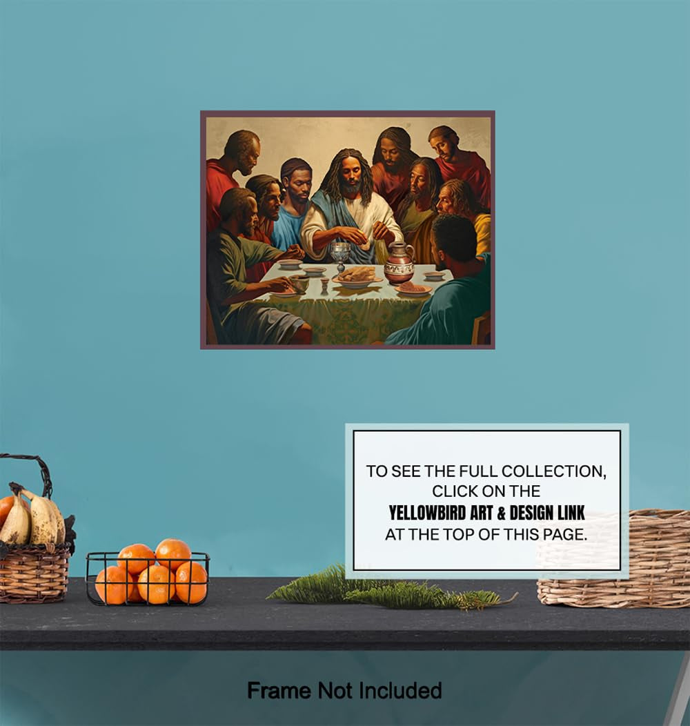 African Americans Black Jesus Poster - Spiritual Religious African American Wall Art - the Last Supper Wall Decor - Jesus Wall Art & Decor - Jesus Christ - Christian Gifts - Inspirational God Decor