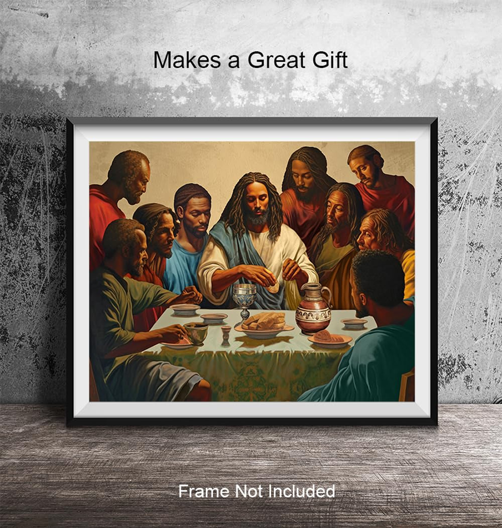 African Americans Black Jesus Poster - Spiritual Religious African American Wall Art - the Last Supper Wall Decor - Jesus Wall Art & Decor - Jesus Christ - Christian Gifts - Inspirational God Decor