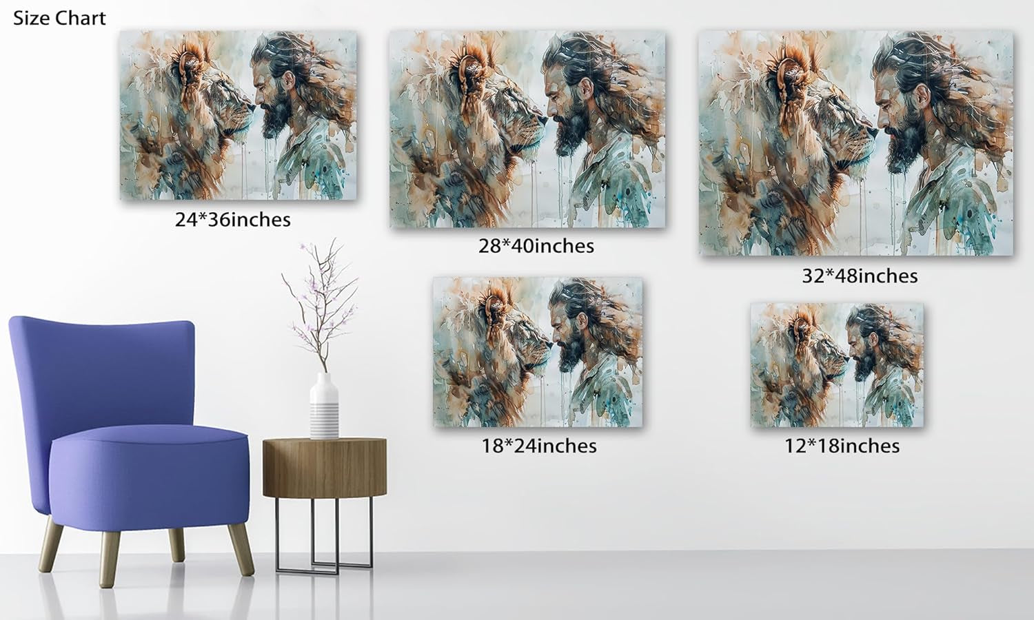 Jesus Wall Art - Lion of Judah Wall Art, Lion and Jesus Pictures for Wall Decor, Christian Wall Art Jesus Painting Canvas Print Jesus Poster Framed Ready to Hang 18X24''