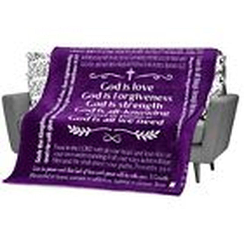 Christian Gifts for Mom, Religious Blanket with Bible Verses, Fleece Purple