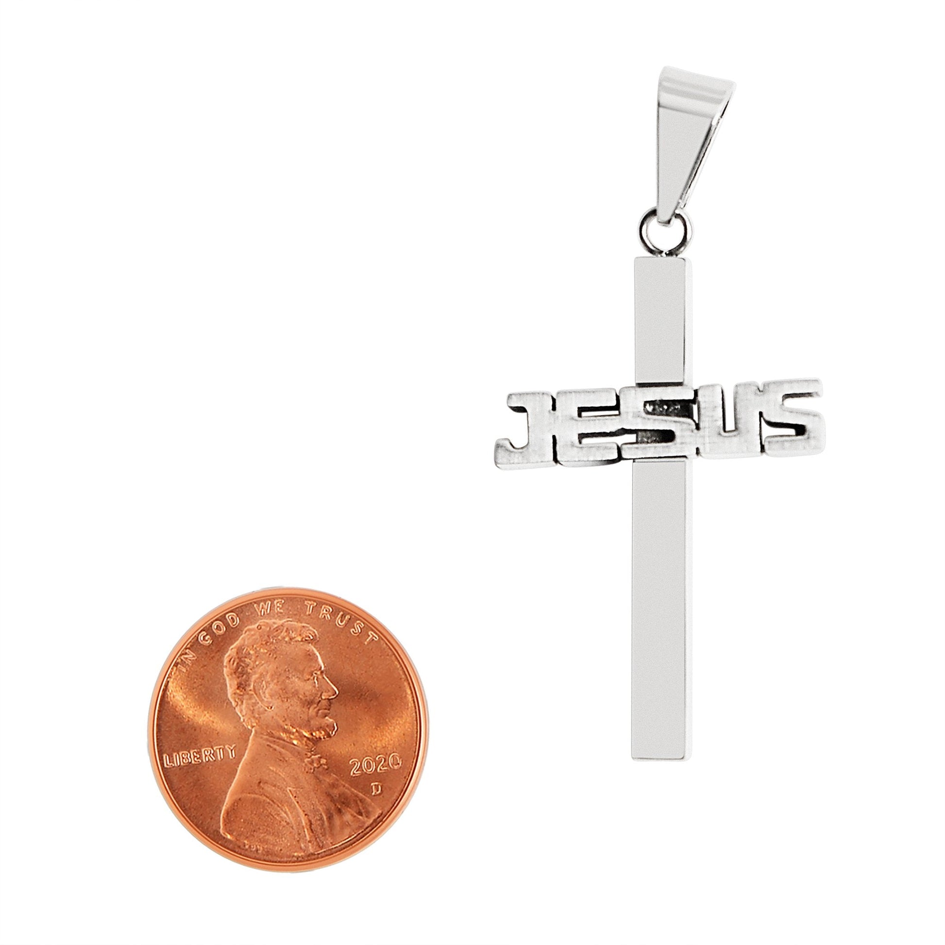 Stainless Steel "Jesus" Cross Pendant / NCZ0096 - Jesus Christ Heals