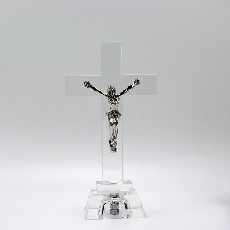 Crystal Jesus Cross Statue Night Light - Jesus Christ Heals