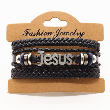 Vintage Men Jesus Leather Bracelets