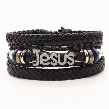 Vintage Men Jesus Leather Bracelets