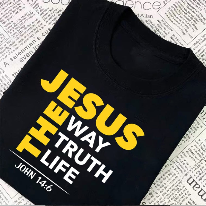 Jesus The Way Truth Life Printed T Shirt - Jesus Christ Heals