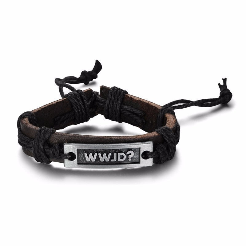 WWJD Leather Bracelet - Jesus Christ Heals