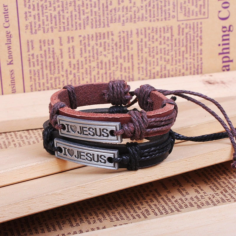 Vintage Jesus Leather Bracelet - Jesus Christ Heals