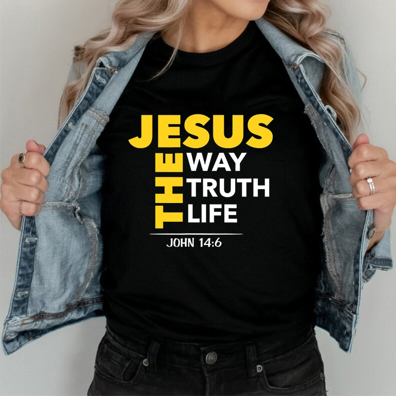 Jesus The Way Truth Life Printed T Shirt - Jesus Christ Heals