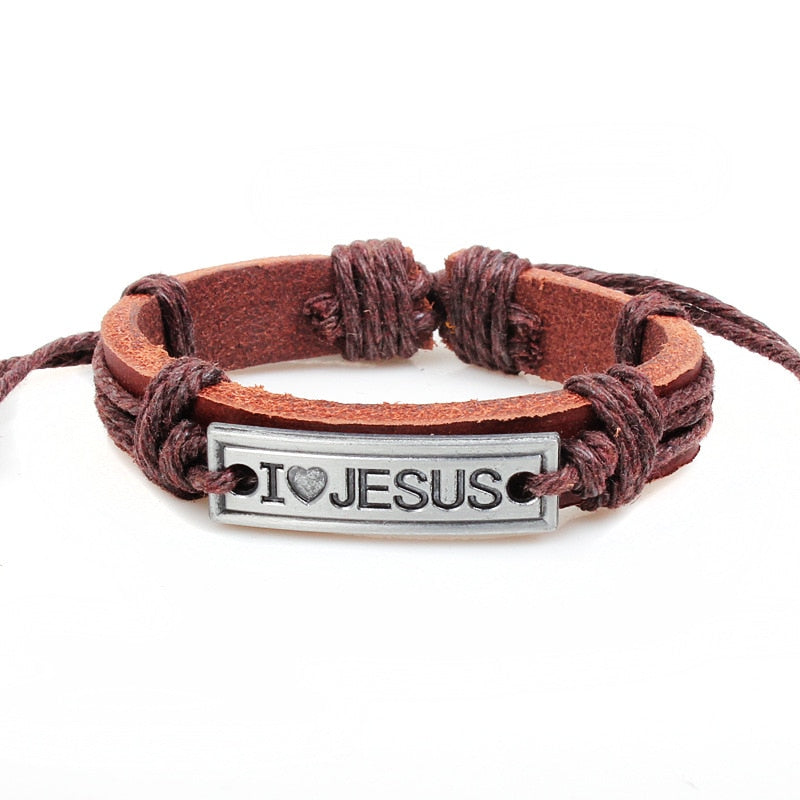 Vintage Jesus Leather Bracelet - Jesus Christ Heals