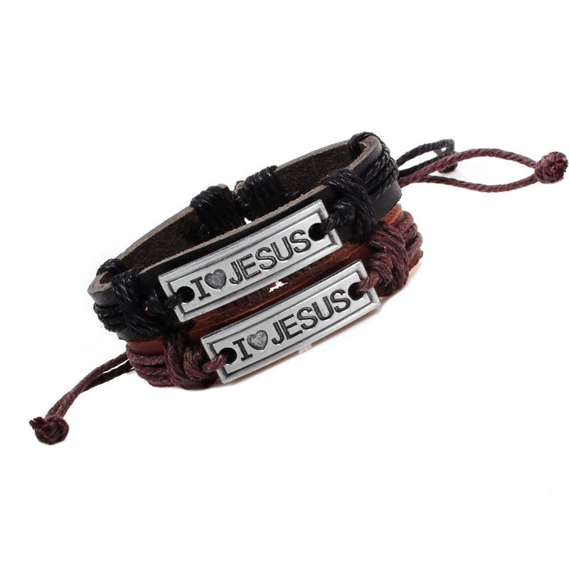 Vintage Jesus Leather Bracelet - Jesus Christ Heals