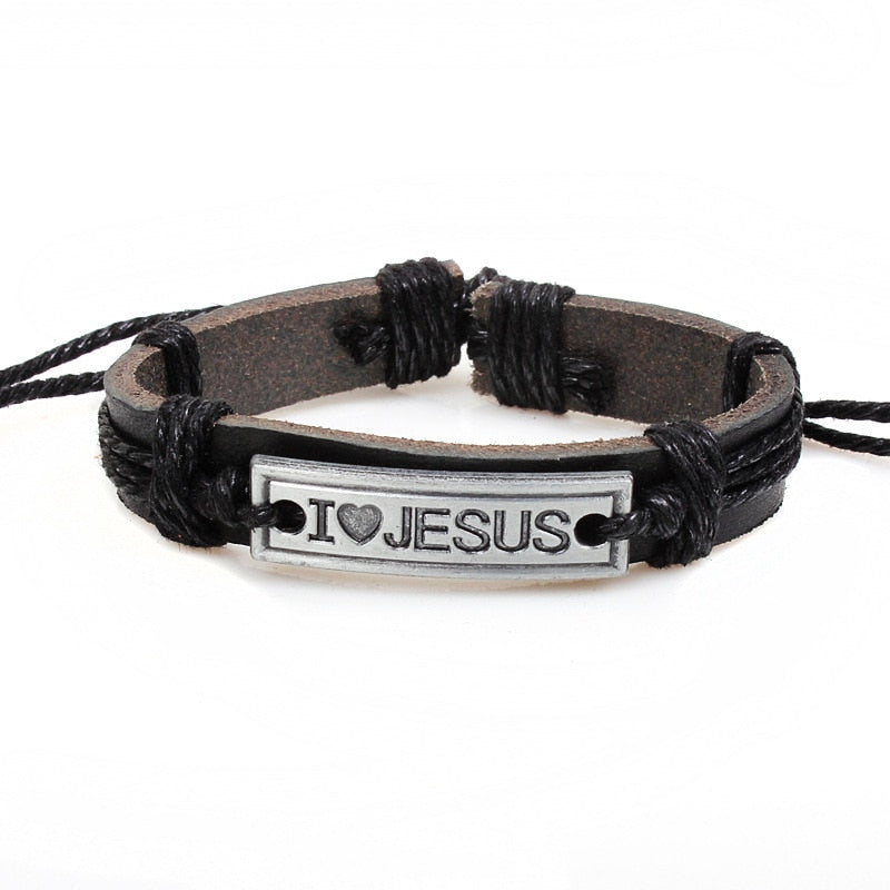 Vintage Jesus Leather Bracelet - Jesus Christ Heals