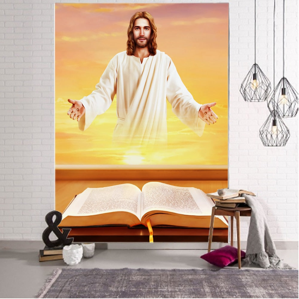 God Jesus Background Decorative Tapestry - Jesus Christ Heals