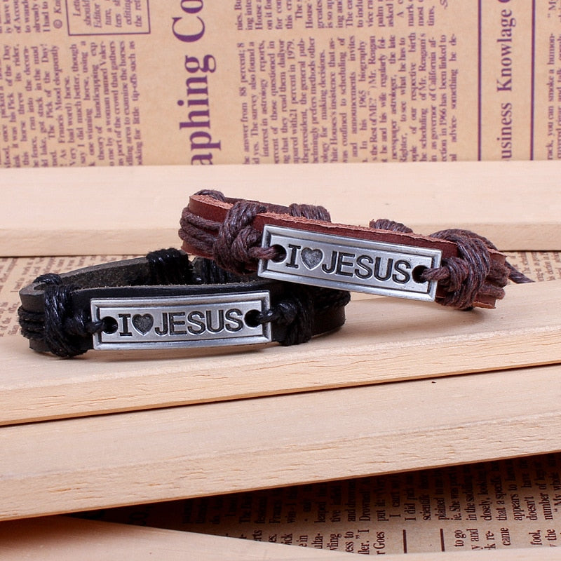 Vintage Jesus Leather Bracelet - Jesus Christ Heals