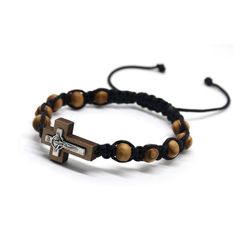 Wooden Beads Jesus Cross Bracelet