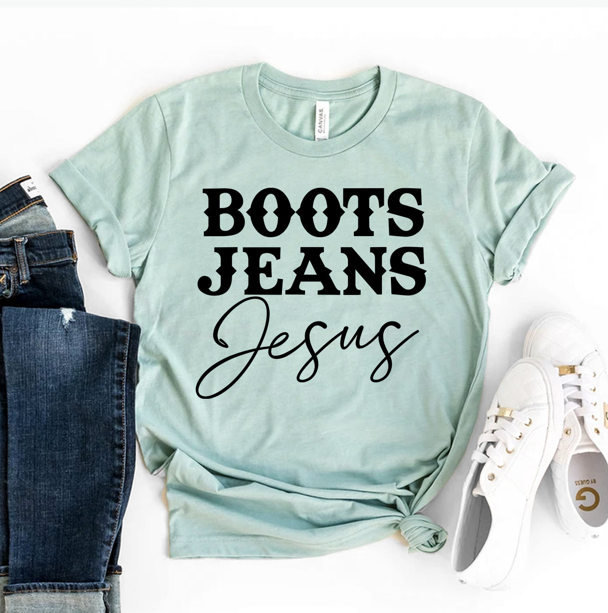 Boots Jeans Jesus T-shirt - Jesus Christ Heals